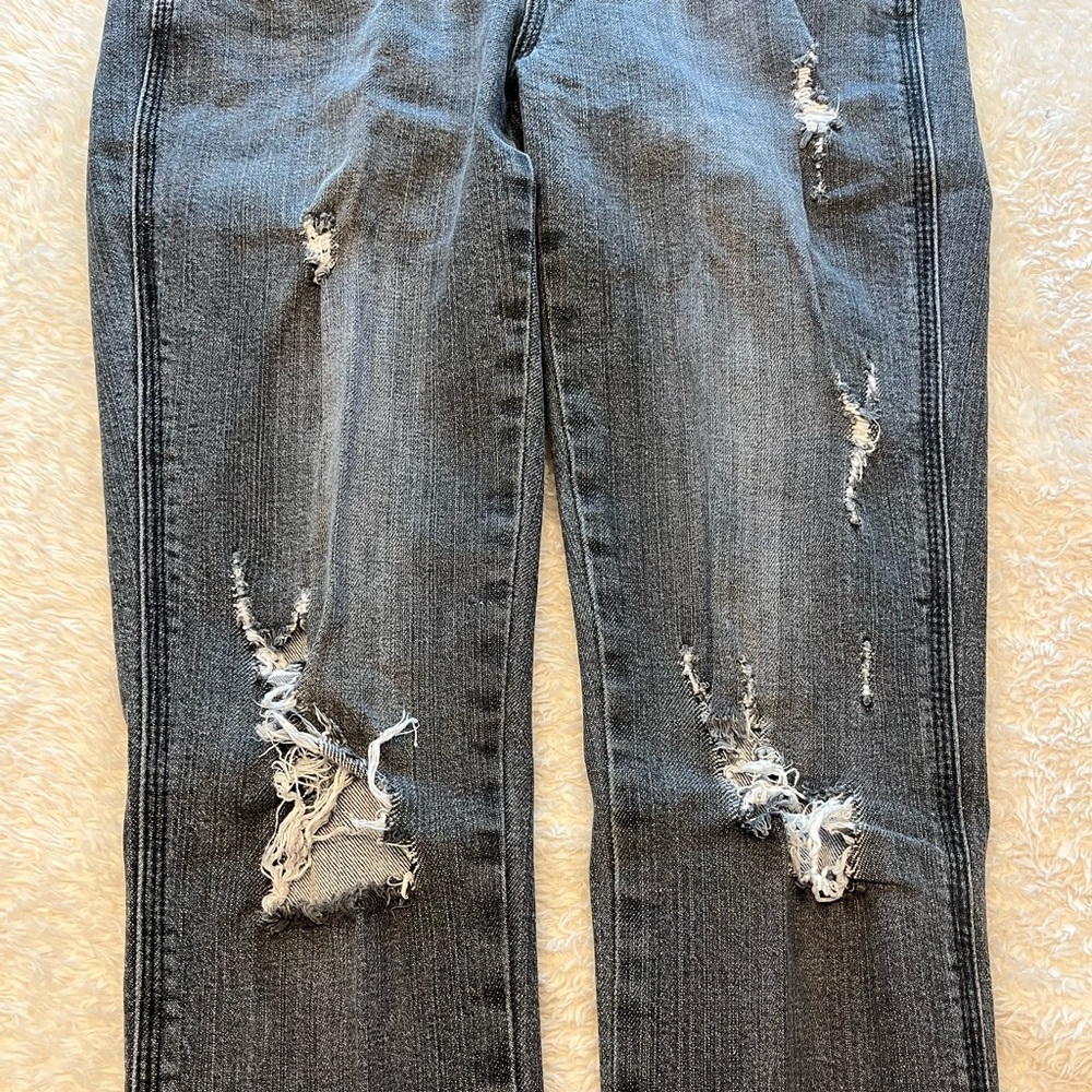 Indigo Reign Junior’s Black Denim Distress Skinny Jeans